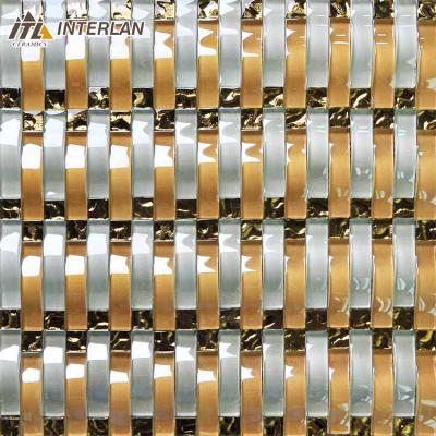 China New design acid-resistant crystal glass mix metal gold mosaic tile, wall decoration mosaic for sale