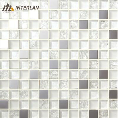 China Foshan Acid Resistant Decor Color Crystal Glass Cheap Gray Mosaic Tile for sale