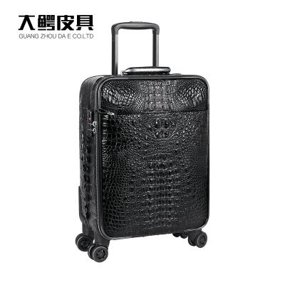 China Real Male Crocodile Leather Trolley Case Suitcase Mens Business Casual Dress Boarding Machine Luggage 18-Inch Manufacturer Customization for sale