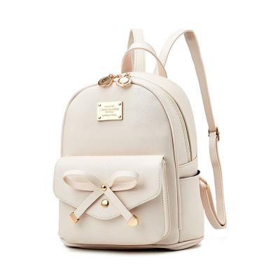 China Cute Solid Color Girls Bowknot Mini Backpack Purse Leather Backpack For Women for sale