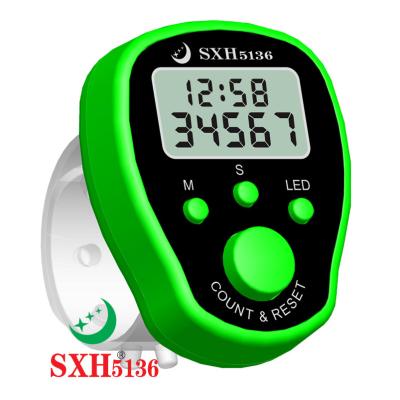 China Adjustable Digit LCD Display Hand Electronic Finger Ring Tally Counter with LED and Time SXH306 for sale