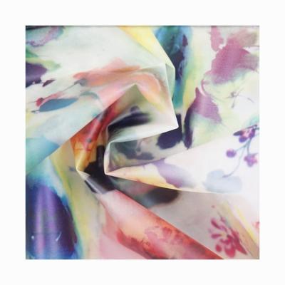 China Hot selling custom print elastic polyester oil painting waterproof digital printed for dress fabric for sale