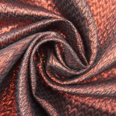 China Hot Rufous Ripple Woven Jacquard Apparel Price Design Shrink-Resistant Per Meter Metallic Fabric For Dress for sale