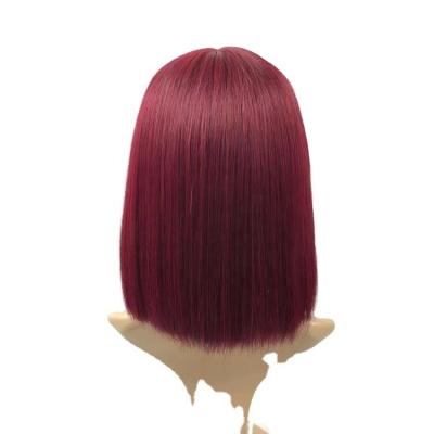 China Bob Wigs For Black Women Straight, Factory Wholesale Price 99j Lace Front Wig, Double Drawn Bone Short Straight Hair Lace Front Wig for sale