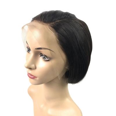 China High Quality Short Straight Lace Front Human Hair Wigs Natural Black, Color 30, 99j Color Hair Wig Factory Price Lace Wigs Woman for sale