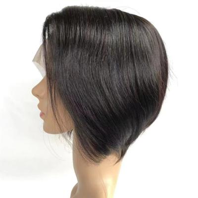 China Hot Selling Brazilian Straight Virgin Side Part Wig Cuticle Aligned Pixie Cut Wig Transparent Hair T Part Lace For Black Women for sale