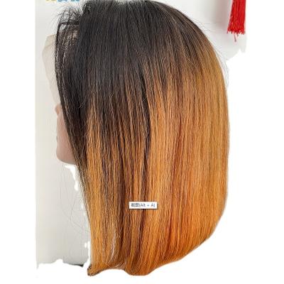 China Hot Straight Ombre Lace Frontal Wigs Color Silky Straight Wave, Human Hair Straight Bob Wig Cuticle Aligned Virgin Hair Wig for sale