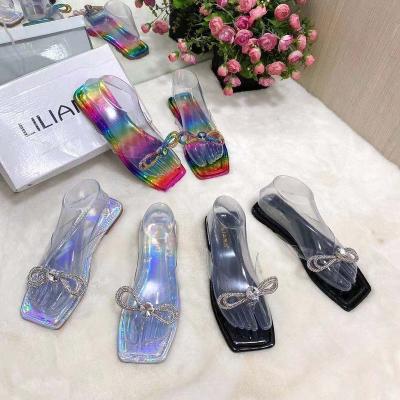 China Fashion Trend New Arrival Wholesale Fashion Indoor and Outdoor Fancy Bling Summer Women Sandals Transparent Slippers for sale