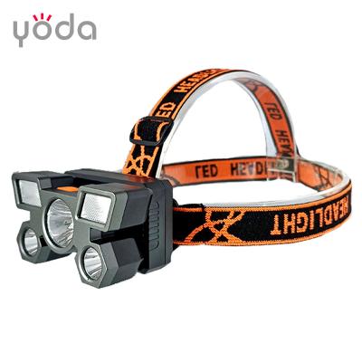 China Amazon 5 18650 Led Flashlight Plastic Headlamp Rechargeable Emergency Camping Rise for sale