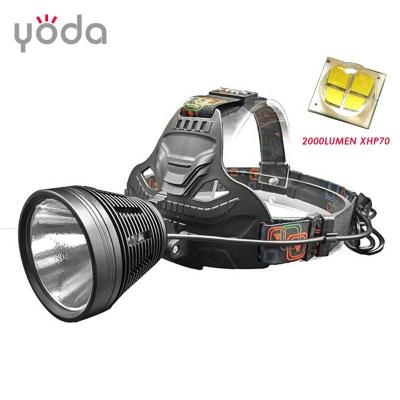 China Long Range Camping 12000 mAh High Power Fan Built In XHP70 Led Headlight for sale