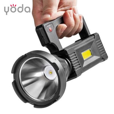 China Indoor and Outdoor ABS PS 50 Meters Range USB Rechargeable Cheap Plastic COB Led Spotlight for sale