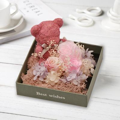 China China Supplier Sustainable Design Rose Flower Pink Eternal Flower New Fashion Products with Rose Bear for Sale for sale