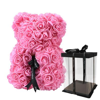 China Hot Rose Bear Valentine Gift Handmade DIY Teddy Bear Rose With Preserved Flower 20CM Box Wholesale Gift Facebook Sale For Sale for sale