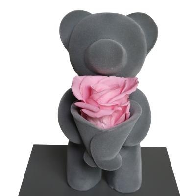 China Cute Teddy Bear Eternal Teddy Bear Rose Preserved Flowers Home Decor Wholesale Gift Wholesale for sale