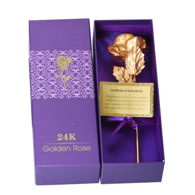 China Hot Selling Lasting Facebook Dipped Gold Foil Rose Flower With Gift Box For Valentine's Day for sale