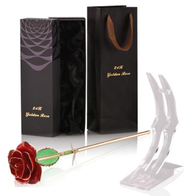 China Valentine Day Gifts Amaozn Hot Sale Real Red Rose Flower Girlfriend Gift 24k Gold Plated Natural Real Rose For Valentine's Day Gift for sale