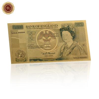 China Hot Sale Custom Colorful Europe Euro Banknote Elizabeth II Gold Foil Banknote 50 Pound Euro For Sale for sale