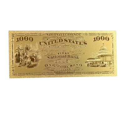 China Europe new products cheap 24K gold banknote 1000 dollar US currency banknote 24k foil gold banknote for sale for sale