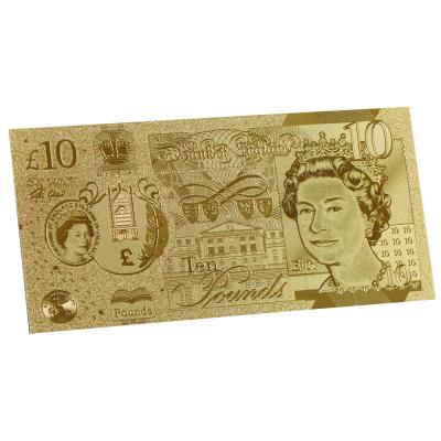 China Europe 2021 Hot Selling Collectible Gift Custom Gold Plated Pure Gold 10 Pound Euro Banknote for sale