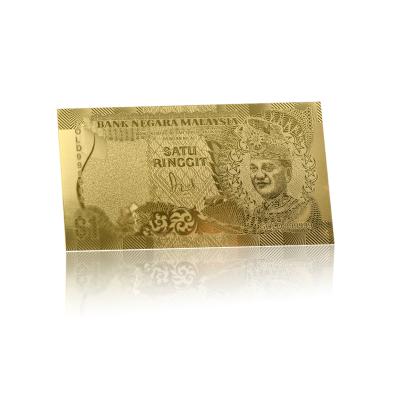 China Hot Selling Europe Amazon Gold Foil Malaysia Money One RINGGIT Collectible Banknote Souvenir Malaysia Banknote For Sale for sale