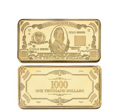 China Wholesale Price Gold Europe WR Thousand Bar Gold Banknote Art Crafts 24k Gold Pure Home Decorative American Ornament Bar for sale