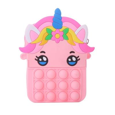 China Fashionable Highly Appreciated Unicorn Pop Toys Bag Cute Bag Silicone Storage Busy Person Purse Bag for sale