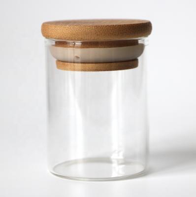 China Heatable Keep Fresh Food Freshness Sealing Food Storage Airtight Glass Jar With High Quality Bamboo Wooden Lid for sale