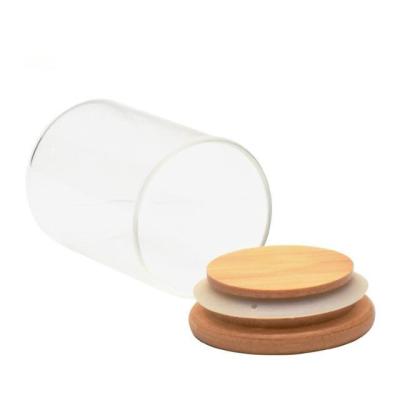 China 500G Honey Recycled Large 120Ml Food Grade Heatable Heat Resistant Glass Jar With Bamboo Lids For Candle Making for sale