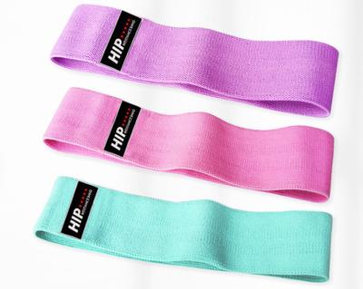 China Ex-Heavier Resistance Band Custom Wholesale Logo Set of 3 Exercise Hip Bands Set Fabric Booty Resistance Bands Bag Latex Cotton OEM Customized Packaging customer for sale