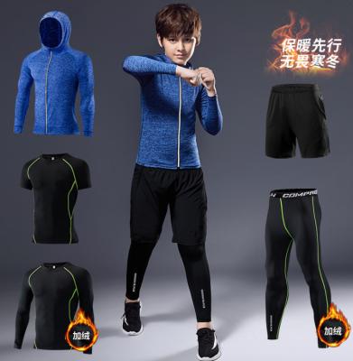 China Anti-Static Kids Gym Wear 5 Pieces Set Sports Gaiters Wear Kids Compression Fitness Gym Suits Clothes for sale