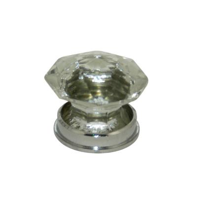 China Victorian Crown Shape Crystal Glass Cabinet Knobs On Brass Base 35MM for sale