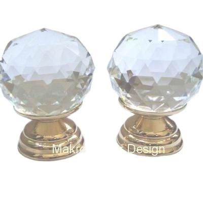 China Southwest Modern Throne Shape Crystal Cabinet Knob 30mm On Brass Base for sale