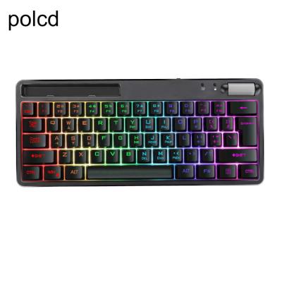 China BT Radio Function 60% Tilt PC Computer Membrane Gaming Keyboard LED Backlight Adjustable Keycaps Silent Membrane Gaming Keyboard for sale