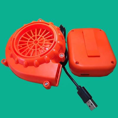 China Mini Blower Cartoon Dolls Plastic Fan Orange 6V Centrifugal Fan With 4 Batteries for sale