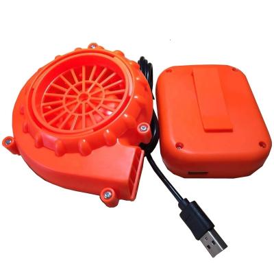 China DC 6V Mini Electric Fan Air Blower Portable USB Doll Mascot Fan Gas Fashion Cartoon Costume Inflatable Energetic Orange Blower for sale