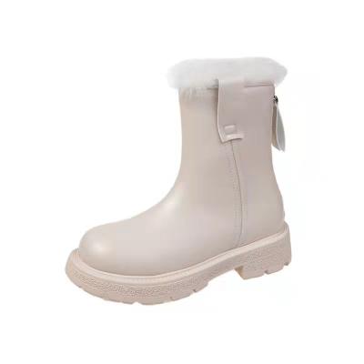 China The new trend Martin winter thermal rejects round bottom Korean thick plush thick heel toe mid-tube cotton boots thick round version for sale