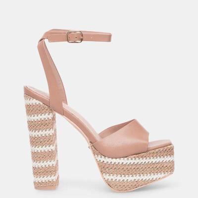 China Customized Thick Unique Waterproof Fish Mouth Platform Braided Casual Sandals Plus Size High Heels for sale