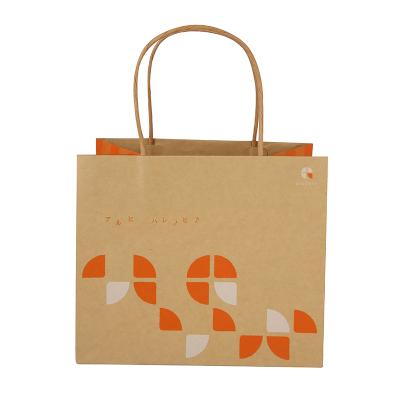 China Recycled Materials Supplier Professional Hand Length Handle Brown Kraft Paper Packaging Bags for sale