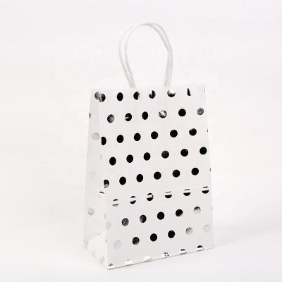 China Reused Brand Materials High-quality Company Logo Color Black and White Polka Dot Star Round Spot Printing Promotional Gift Bags for sale