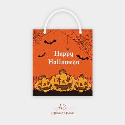 China Exquisite Recyclable Pumpkin Ghost Bag Candy Handbag Halloween Gift Paper Bag Logo Printed Paper Bags for sale