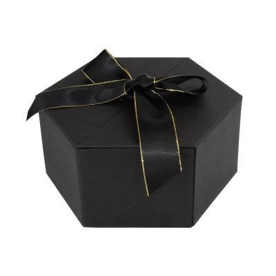 China Recyclable Black Gift Box Packaging Custom Luxury Cardboard Paper Gift Box Designs Large Gift Box With Cover Ribbon for sale