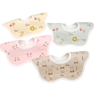 China Antibacterial Flower Shape Cloth Baby Muslin Washable Antibacterial Bib 360 for sale