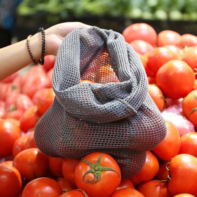 China Eco-friendly Black Cotton Mesh Bags Cotton Mesh Bag Mesh Food Packing Bag for sale