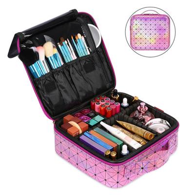 China Girls Colorful Brush Eco-friendly Holographic Pouch Clutch Toiletries Travel Cosmetic Bags Custom Makeup Bag for sale