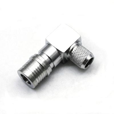 China Similar Male 50 Ohm QMA Crimp Connector Right Angle Type , For 1/4