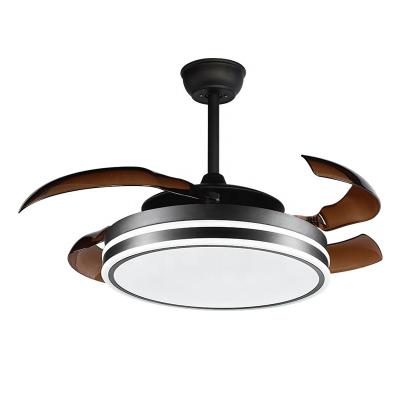 中国 220V 110V 42 inch remote control modern retractable hidden blades invisible designer chandelier led ceiling fans with light 販売のため