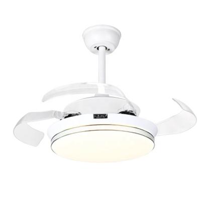 China 2021 modern simple retractable 4 PC blades 42 inch remote control led ceiling fan with light zu verkaufen