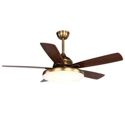 China Very Nice Solid Wood Ceiling Fan Matt Black 5-Leaf Plywood Blade Color Temperature 4000k for sale