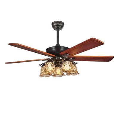 Chine 52 Inch DC Motor Ceiling Fan Large Indoor Browm Bronze Colour 110-220V With Light à vendre