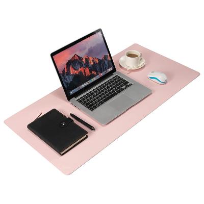 China Custom LOGO Home Office Stocked MousePad Resting Surface Protector Desk Writing Mat Easy Clean Leather Desk Mat Laptop Pad Pink for sale